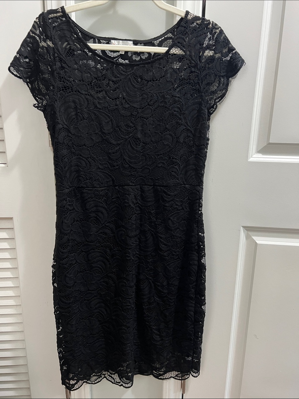 Ci Sono Black Lace Short-Sleeve Dress Size L